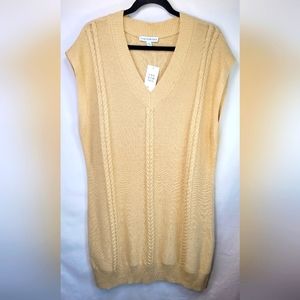 Cable Knit Cap Sleeve Mustard Yellow Sweater Dress And Now This Plus Size 2X NEW
